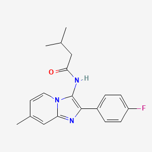 molecular formula C19H20FN3O B2495578 N-[2-(4-fluorophenyl)-7-methylimidazo[1,2-a]pyridin-3-yl]-3-methylbutanamide CAS No. 850931-11-2