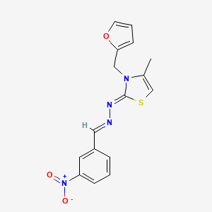 (Z)-3-(furan-2-ylmethyl)-4-methyl-2-((E)-(3-nitrobenzylidene)hydrazono)-2,3-dihydrothiazole