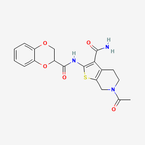 molecular formula C19H19N3O5S B2495582 6-乙酰基-2-(2,3-二氢-1,4-苯并二氧杂环[3,4-d]嘧啶-3-羧酰胺基)-5,7-二氢-4H-噻吩[2,3-c]吡啶-3-羧酰胺 CAS No. 864928-07-4