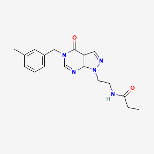 molecular formula C18H21N5O2 B2495584 N-(2-(5-(3-methylbenzyl)-4-oxo-4,5-dihydro-1H-pyrazolo[3,4-d]pyrimidin-1-yl)ethyl)propionamide CAS No. 921897-00-9