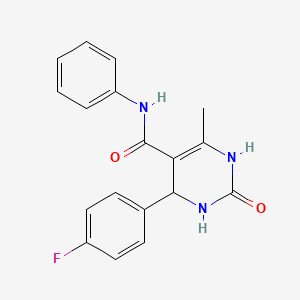 molecular formula C18H16FN3O2 B2495585 4-(4-氟苯基)-6-甲基-2-氧代-N-苯基-1,2,3,4-四氢嘧啶-5-羧酰胺 CAS No. 333768-16-4