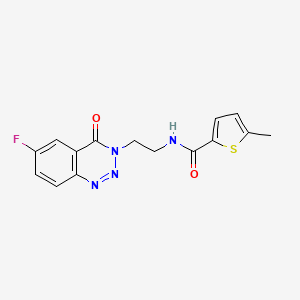 molecular formula C15H13FN4O2S B2495590 N-(2-(6-fluoro-4-oxobenzo[d][1,2,3]triazin-3(4H)-yl)ethyl)-5-methylthiophene-2-carboxamide CAS No. 1903165-39-8