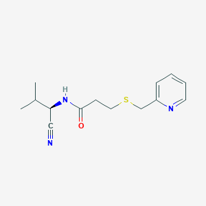 molecular formula C14H19N3OS B2495596 N-[(1R)-1-cyano-2-methylpropyl]-3-{[(pyridin-2-yl)methyl]sulfanyl}propanamide CAS No. 1799374-42-7