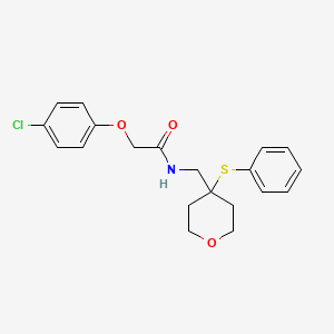 2-(4-chlorophenoxy)-N-((4-(phenylthio)tetrahydro-2H-pyran-4-yl)methyl)acetamide