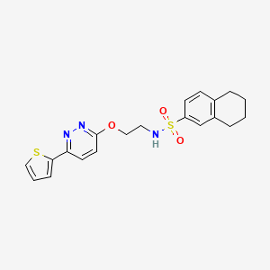 molecular formula C20H21N3O3S2 B2495607 N-(2-((6-(thiophen-2-yl)pyridazin-3-yl)oxy)ethyl)-5,6,7,8-tetrahydronaphthalene-2-sulfonamide CAS No. 920362-76-1