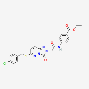 molecular formula C23H20ClN5O4S B2495619 ethyl 4-({[6-[(4-chlorobenzyl)thio]-3-oxo[1,2,4]triazolo[4,3-b]pyridazin-2(3H)-yl]acetyl}amino)benzoate CAS No. 1040643-39-7
