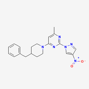 molecular formula C20H22N6O2 B2495623 4-(4-Benzylpiperidin-1-yl)-6-methyl-2-(4-nitropyrazol-1-yl)pyrimidine CAS No. 1001607-91-5