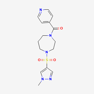 molecular formula C15H19N5O3S B2495634 (4-((1-甲基-1H-吡唑-4-基)磺酰)-1,4-二氮杂环庚烷-1-基)(吡啶-4-基)甲酮 CAS No. 2034245-11-7