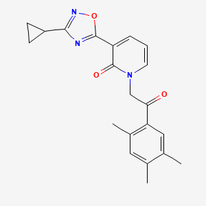 molecular formula C21H21N3O3 B2495642 3-(3-cyclopropyl-1,2,4-oxadiazol-5-yl)-1-(2-oxo-2-(2,4,5-trimethylphenyl)ethyl)pyridin-2(1H)-one CAS No. 1396684-29-9