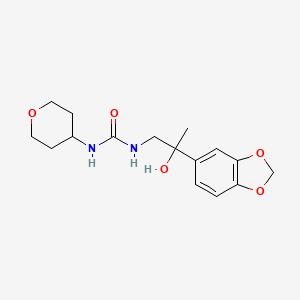 molecular formula C16H22N2O5 B2495649 1-(2-(benzo[d][1,3]dioxol-5-yl)-2-hydroxypropyl)-3-(tetrahydro-2H-pyran-4-yl)urea CAS No. 2034568-95-9