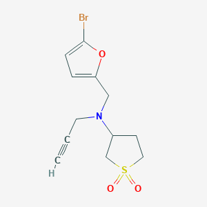 molecular formula C12H14BrNO3S B2495657 N-[(5-Bromofuran-2-yl)methyl]-1,1-dioxo-N-prop-2-ynylthiolan-3-amine CAS No. 1825492-96-3