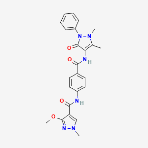 molecular formula C24H24N6O4 B2495666 N-(4-((1,5-dimethyl-3-oxo-2-phenyl-2,3-dihydro-1H-pyrazol-4-yl)carbamoyl)phenyl)-3-methoxy-1-methyl-1H-pyrazole-4-carboxamide CAS No. 1206998-34-6