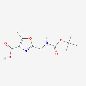 molecular formula C11H16N2O5 B2495683 2-{[(叔丁氧羰基)氨基]甲基}-5-甲基-1,3-噁唑-4-甲酸 CAS No. 851372-25-3