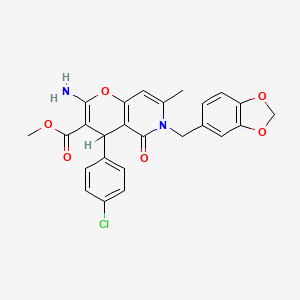 methyl 2-amino-6-(1,3-benzodioxol-5-ylmethyl)-4-(4-chlorophenyl)-7-methyl-5-oxo-5,6-dihydro-4H-pyrano[3,2-c]pyridine-3-carboxylate