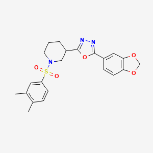 2-(Benzo[d][1,3]dioxol-5-yl)-5-(1-((3,4-dimethylphenyl)sulfonyl)piperidin-3-yl)-1,3,4-oxadiazole