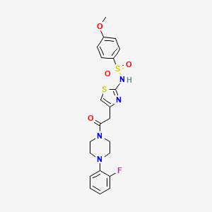 N-(4-(2-(4-(2-fluorophenyl)piperazin-1-yl)-2-oxoethyl)thiazol-2-yl)-4-methoxybenzenesulfonamide