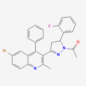 1-(3-(6-bromo-2-methyl-4-phenylquinolin-3-yl)-5-(2-fluorophenyl)-4,5-dihydro-1H-pyrazol-1-yl)ethanone