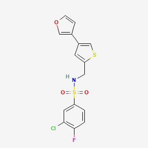 3-chloro-4-fluoro-N-{[4-(furan-3-yl)thiophen-2-yl]methyl}benzene-1-sulfonamide