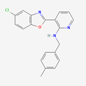 molecular formula C20H16ClN3O B2495738 3-(5-chloro-1,3-benzoxazol-2-yl)-N-[(4-methylphenyl)methyl]pyridin-2-amine CAS No. 339102-09-9