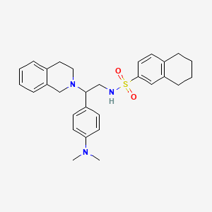 molecular formula C29H35N3O2S B2495758 N-(2-(3,4-dihydroisoquinolin-2(1H)-yl)-2-(4-(dimethylamino)phenyl)ethyl)-5,6,7,8-tetrahydronaphthalene-2-sulfonamide CAS No. 946245-16-5