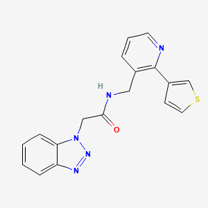 molecular formula C18H15N5OS B2495766 2-(1H-benzo[d][1,2,3]triazol-1-yl)-N-((2-(thiophen-3-yl)pyridin-3-yl)methyl)acetamide CAS No. 2034595-56-5