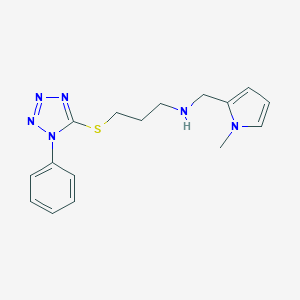 molecular formula C16H20N6S B249577 N-[(1-methyl-1H-pyrrol-2-yl)methyl]-3-[(1-phenyl-1H-tetraazol-5-yl)sulfanyl]-1-propanamine 