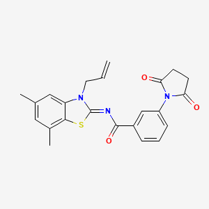 molecular formula C23H21N3O3S B2495773 (Z)-N-(3-allyl-5,7-dimethylbenzo[d]thiazol-2(3H)-ylidene)-3-(2,5-dioxopyrrolidin-1-yl)benzamide CAS No. 1322260-61-6