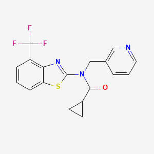 molecular formula C18H14F3N3OS B2495775 N-(吡啶-3-基甲基)-N-(4-(三氟甲基)苯并[d]噻唑-2-基)环丙基甲酰胺 CAS No. 1396761-98-0