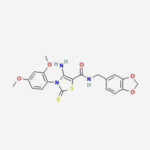 4-amino-N-(1,3-benzodioxol-5-ylmethyl)-3-(2,4-dimethoxyphenyl)-2-thioxo-2,3-dihydro-1,3-thiazole-5-carboxamide