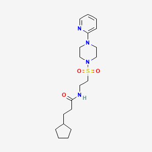 3-cyclopentyl-N-(2-((4-(pyridin-2-yl)piperazin-1-yl)sulfonyl)ethyl)propanamide