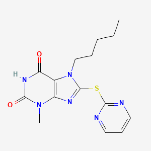 3-Methyl-7-pentyl-8-pyrimidin-2-ylsulfanylpurine-2,6-dione