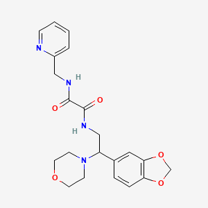 molecular formula C21H24N4O5 B2495799 N1-(2-(苯并[d][1,3]二氧杂环戊烷-5-基)-2-吗啉基乙基)-N2-(吡啶-2-基甲基)草酰胺 CAS No. 896352-42-4