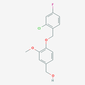 molecular formula C15H14ClFO3 B249580 {4-[(2-Chloro-4-fluorobenzyl)oxy]-3-methoxyphenyl}methanol 