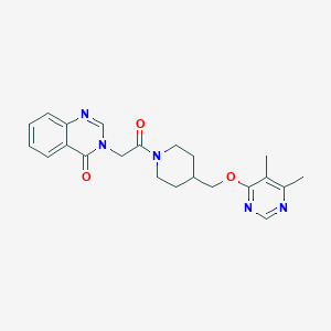 molecular formula C22H25N5O3 B2495803 3-(2-(4-(((5,6-dimethylpyrimidin-4-yl)oxy)methyl)piperidin-1-yl)-2-oxoethyl)quinazolin-4(3H)-one CAS No. 2319832-18-1
