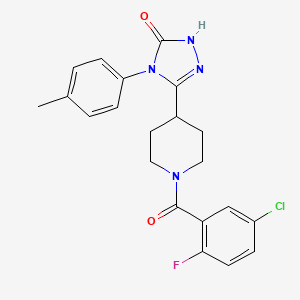 molecular formula C21H20ClFN4O2 B2495806 5-[1-(5-chloro-2-fluorobenzoyl)piperidin-4-yl]-4-(4-methylphenyl)-2,4-dihydro-3H-1,2,4-triazol-3-one CAS No. 1775450-81-1
