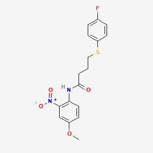 molecular formula C17H17FN2O4S B2495825 4-((4-fluorophenyl)thio)-N-(4-methoxy-2-nitrophenyl)butanamide CAS No. 941877-90-3