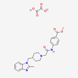 molecular formula C26H30N4O7 B2495831 methyl 4-(2-(4-((2-methyl-1H-benzo[d]imidazol-1-yl)methyl)piperidin-1-yl)acetamido)benzoate oxalate CAS No. 1351586-63-4