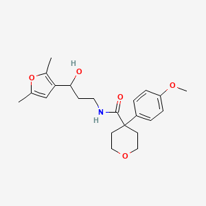 N-(3-(2,5-dimethylfuran-3-yl)-3-hydroxypropyl)-4-(4-methoxyphenyl)tetrahydro-2H-pyran-4-carboxamide
