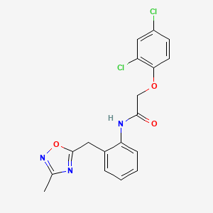 molecular formula C18H15Cl2N3O3 B2495841 2-(2,4-dichlorophenoxy)-N-(2-((3-methyl-1,2,4-oxadiazol-5-yl)methyl)phenyl)acetamide CAS No. 1448132-31-7