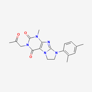 molecular formula C19H21N5O3 B2495844 8-(2,4-Dimethylphenyl)-1-methyl-3-(2-oxopropyl)-1,3,5-trihydroimidazolidino[1, 2-h]purine-2,4-dione CAS No. 919032-73-8