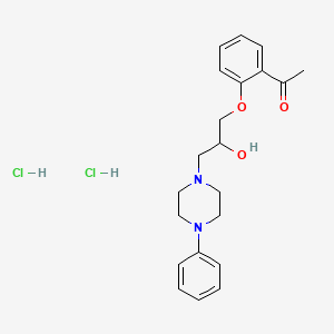 molecular formula C21H28Cl2N2O3 B2495848 1-(2-(2-Hydroxy-3-(4-phenylpiperazin-1-yl)propoxy)phenyl)ethanone dihydrochloride CAS No. 1217060-32-6