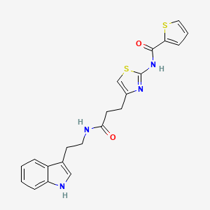 molecular formula C21H20N4O2S2 B2495849 N-(4-(3-((2-(1H-indol-3-yl)ethyl)amino)-3-oxopropyl)thiazol-2-yl)thiophene-2-carboxamide CAS No. 1021266-19-2