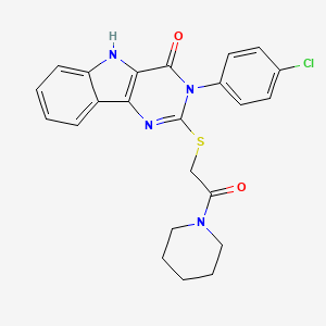 3-(4-chlorophenyl)-2-(2-oxo-2-piperidin-1-ylethyl)sulfanyl-5H-pyrimido[5,4-b]indol-4-one