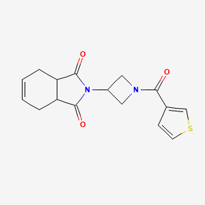 molecular formula C16H16N2O3S B2495856 2-(1-(噻吩-3-甲酰)氮杂环丁烷-3-基)-3a,4,7,7a-四氢-1H-异喹啉-1,3(2H)-二酮 CAS No. 1787879-71-3