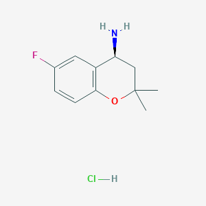 molecular formula C11H15ClFNO B2495860 (S)-6-Fluoro-2,2-dimethylchroman-4-amine hydrochloride CAS No. 390744-78-2