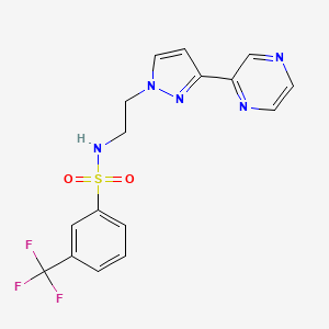 molecular formula C16H14F3N5O2S B2495866 N-(2-(3-(吡嗪-2-基)-1H-吡唑-1-基)乙基)-3-(三氟甲基)苯磺酰胺 CAS No. 2034416-00-5