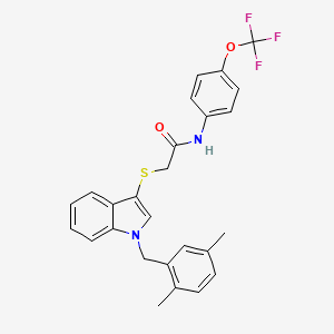 molecular formula C26H23F3N2O2S B2495868 2-[1-[(2,5-dimethylphenyl)methyl]indol-3-yl]sulfanyl-N-[4-(trifluoromethoxy)phenyl]acetamide CAS No. 851412-62-9