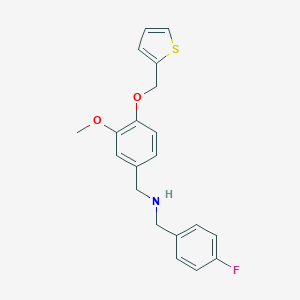 molecular formula C20H20FNO2S B249587 1-(4-fluorophenyl)-N-[3-methoxy-4-(thiophen-2-ylmethoxy)benzyl]methanamine 
