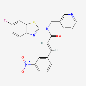 molecular formula C22H15FN4O3S B2495870 (E)-N-(6-fluorobenzo[d]thiazol-2-yl)-3-(3-nitrophenyl)-N-(pyridin-3-ylmethyl)acrylamide CAS No. 891113-82-9
