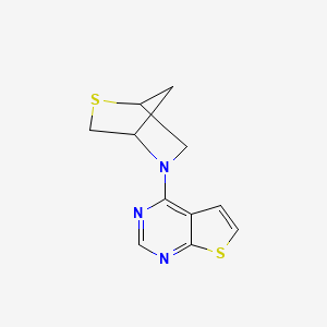 molecular formula C11H11N3S2 B2495876 5-{噻吩[2,3-d]嘧啶-4-基}-2-硫代-5-氮杂双环[2.2.1]庚烷 CAS No. 2097898-51-4